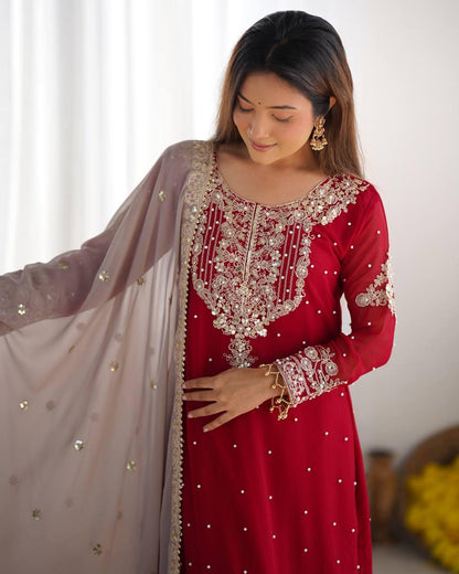 Faux Georgette with inner Coding &amp; Sequnce Work Pakistani Eid Suit