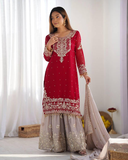 Faux Georgette with inner Coding &amp; Sequnce Work Pakistani Eid Suit