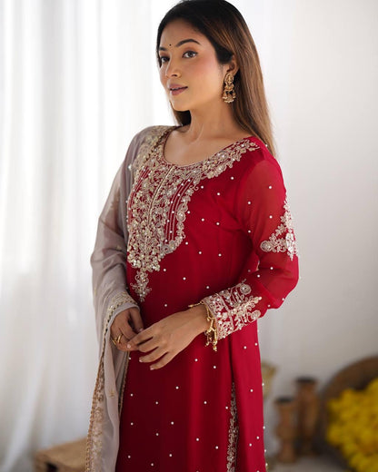 Faux Georgette with inner Coding &amp; Sequnce Work Pakistani Eid Suit