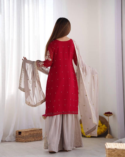 Faux Georgette with inner Coding &amp; Sequnce Work Pakistani Eid Suit
