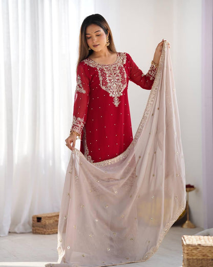 Faux Georgette with inner Coding &amp; Sequnce Work Pakistani Eid Suit