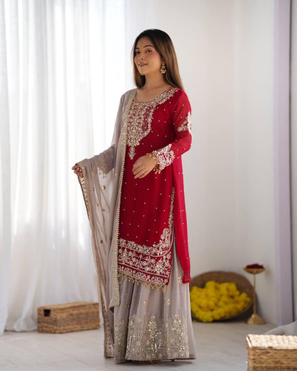 Faux Georgette with inner Coding &amp; Sequnce Work Pakistani Eid Suit