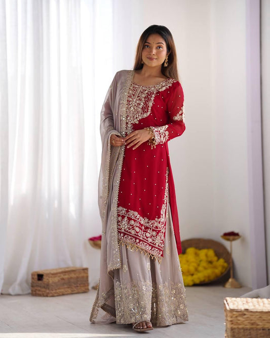 Faux Georgette with inner Coding &amp; Sequnce Work Pakistani Eid Suit