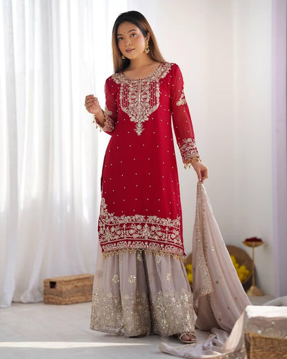Faux Georgette with inner Coding &amp; Sequnce Work Pakistani Eid Suit