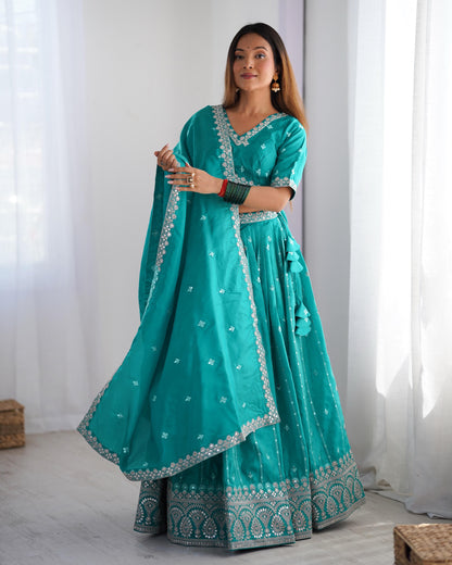 Shimmer Silk Thread & Sequence Work Wedding Lehenga Choli
