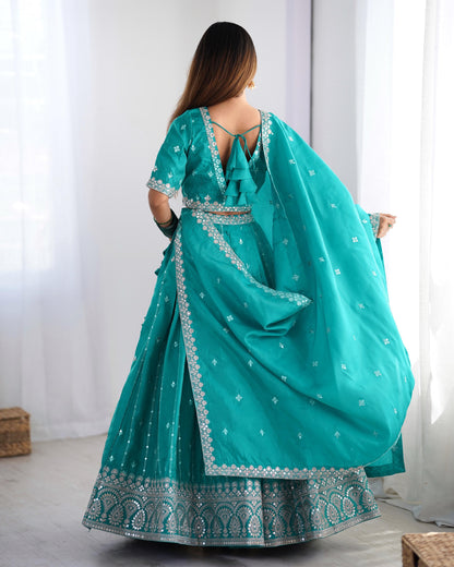 Shimmer Silk Thread & Sequence Work Wedding Lehenga Choli