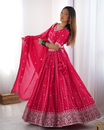 Shimmer Silk Thread & Sequence Work Wedding Lehenga Choli