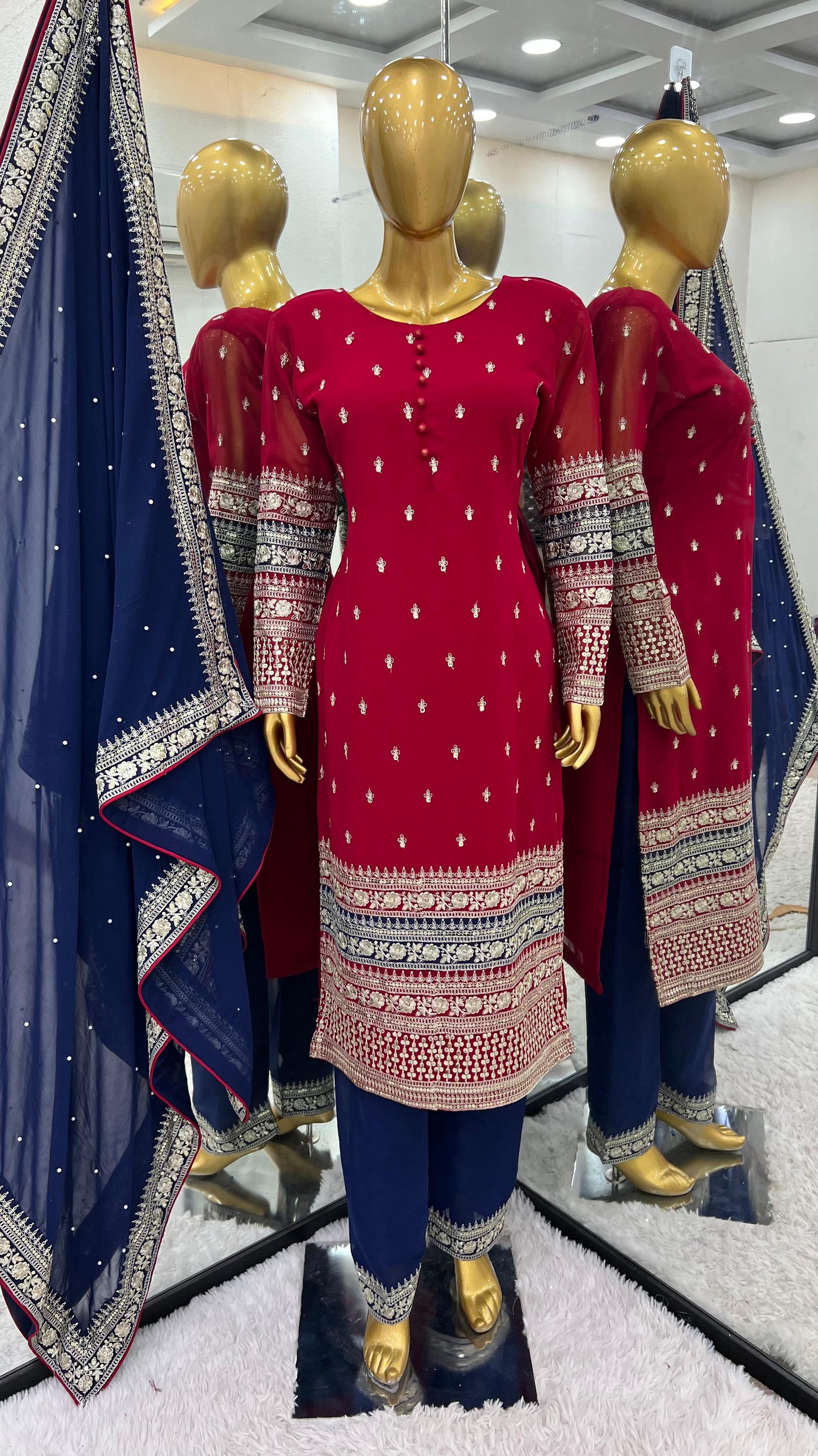 EID SPECIAL PRETTY LOOK SEQUENCE WORK TOP SET WITH DUPATTA
