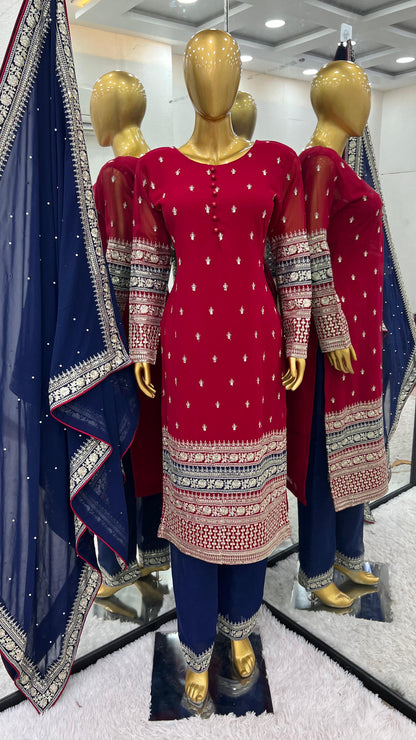 EID SPECIAL PRETTY LOOK SEQUENCE WORK TOP SET WITH DUPATTA