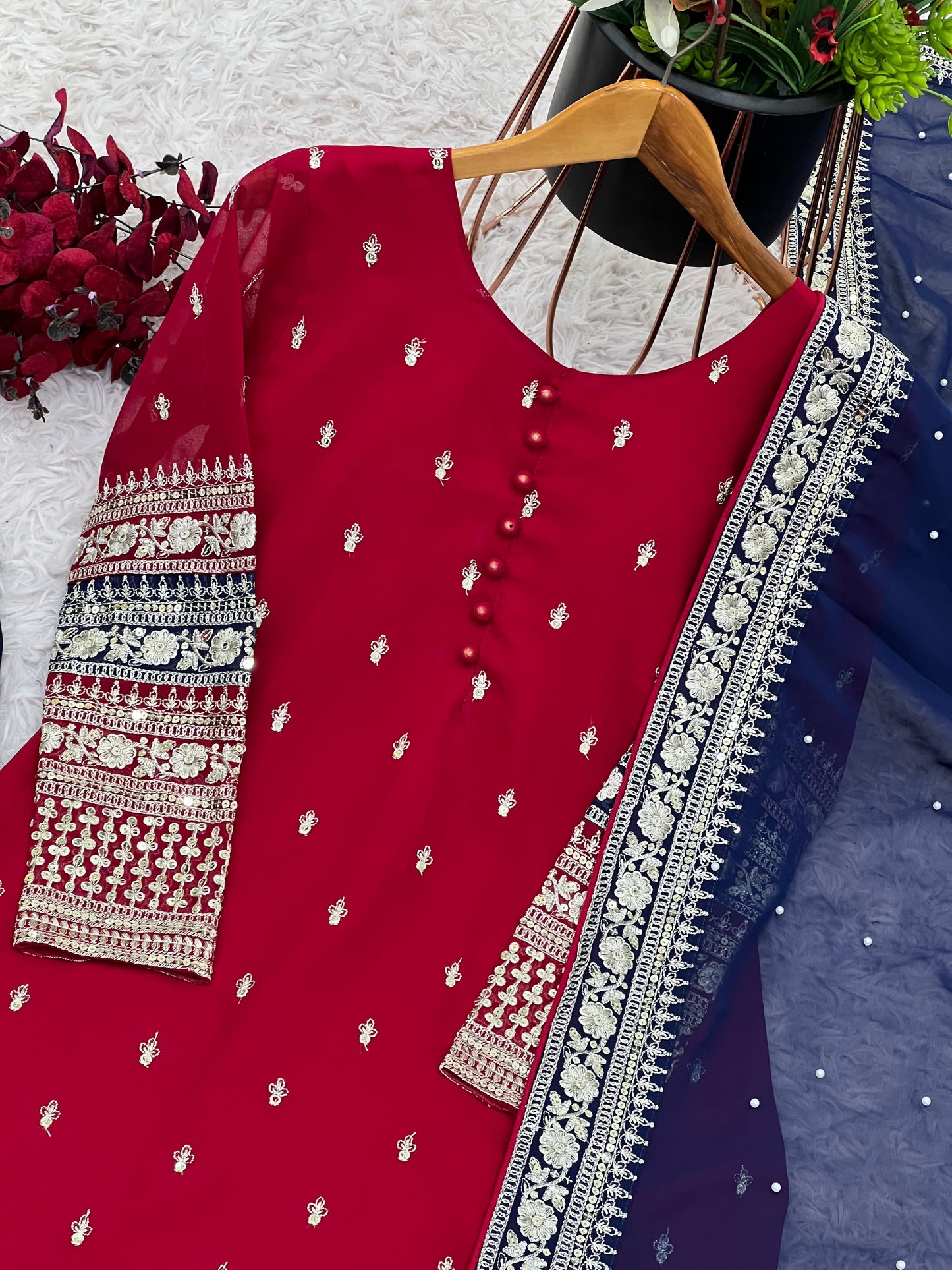 EID SPECIAL PRETTY LOOK SEQUENCE WORK TOP SET WITH DUPATTA
