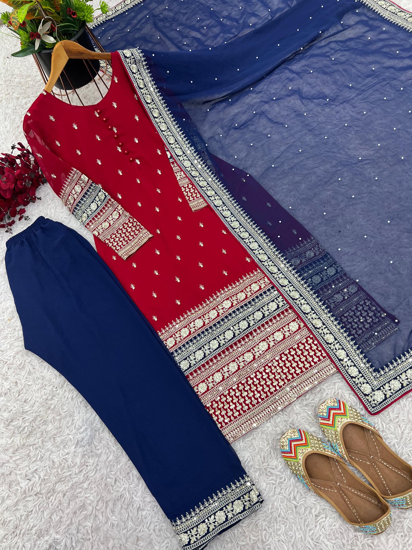 EID SPECIAL PRETTY LOOK SEQUENCE WORK TOP SET WITH DUPATTA
