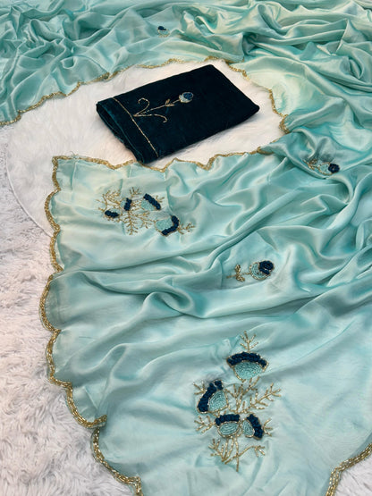 Soft rangoli silk Beautiful handwork Saree