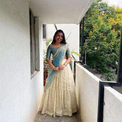 SOUTH STYLE SPECIAL VISCOS ZARI TISSUE SILK LEHENGA CHOLI