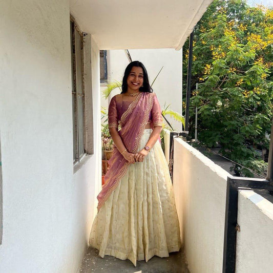 SOUTH STYLE SPECIAL VISCOS ZARI TISSUE SILK LEHENGA CHOLI