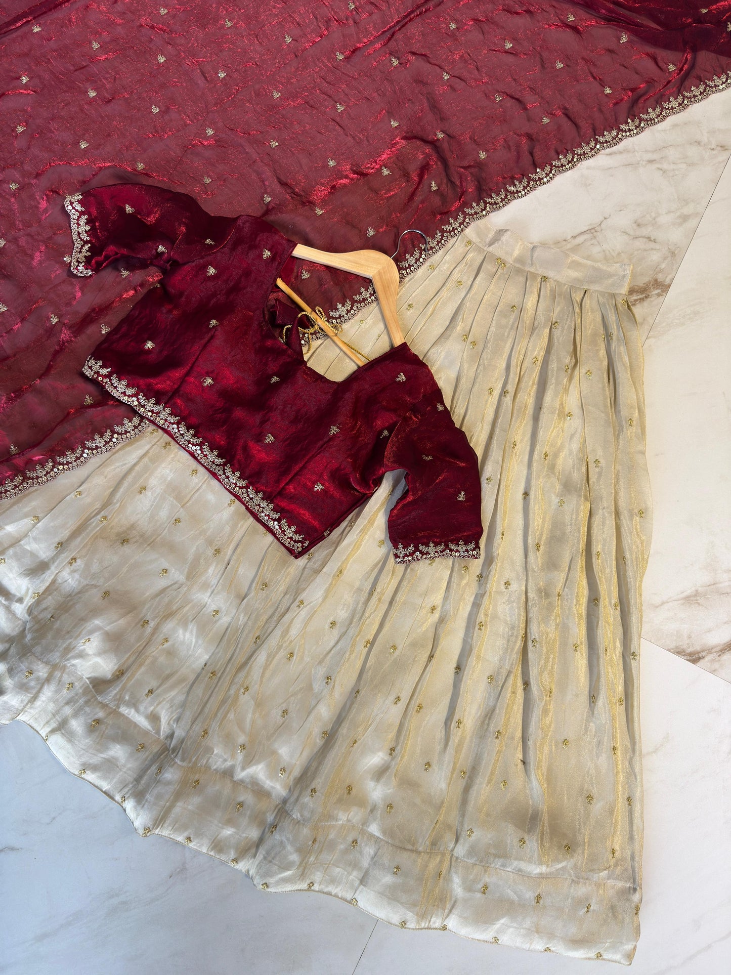 SOUTH STYLE SPECIAL VISCOS ZARI TISSUE SILK LEHENGA CHOLI
