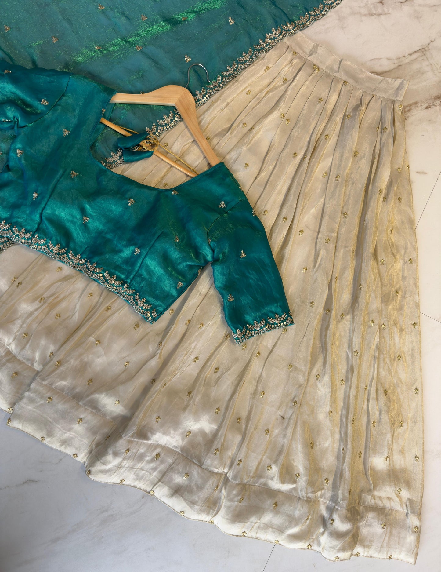 SOUTH STYLE SPECIAL VISCOS ZARI TISSUE SILK LEHENGA CHOLI