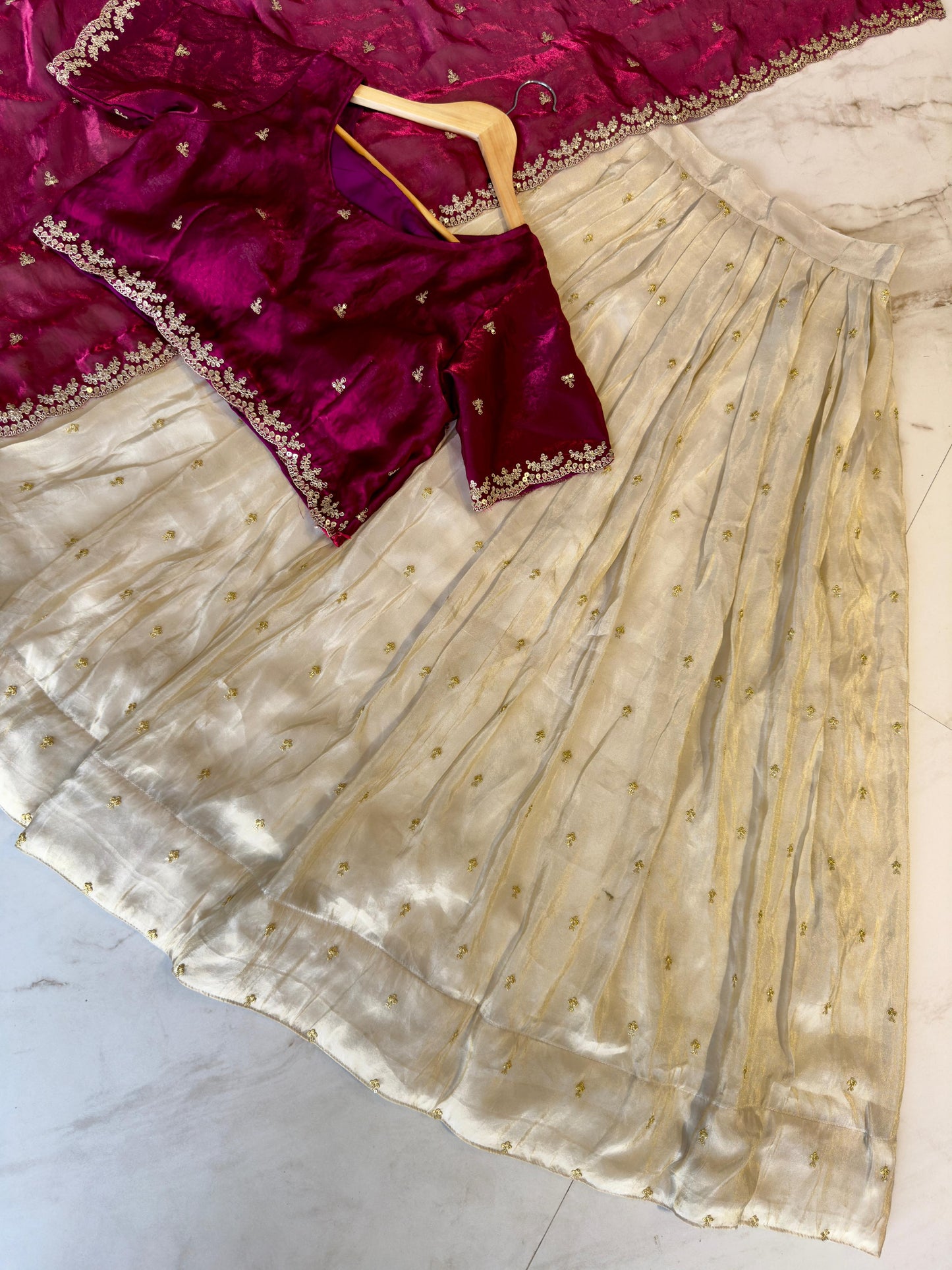 SOUTH STYLE SPECIAL VISCOS ZARI TISSUE SILK LEHENGA CHOLI