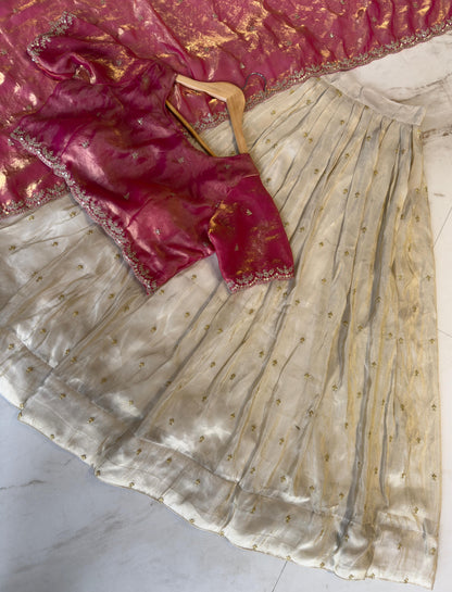 SOUTH STYLE SPECIAL VISCOS ZARI TISSUE SILK LEHENGA CHOLI