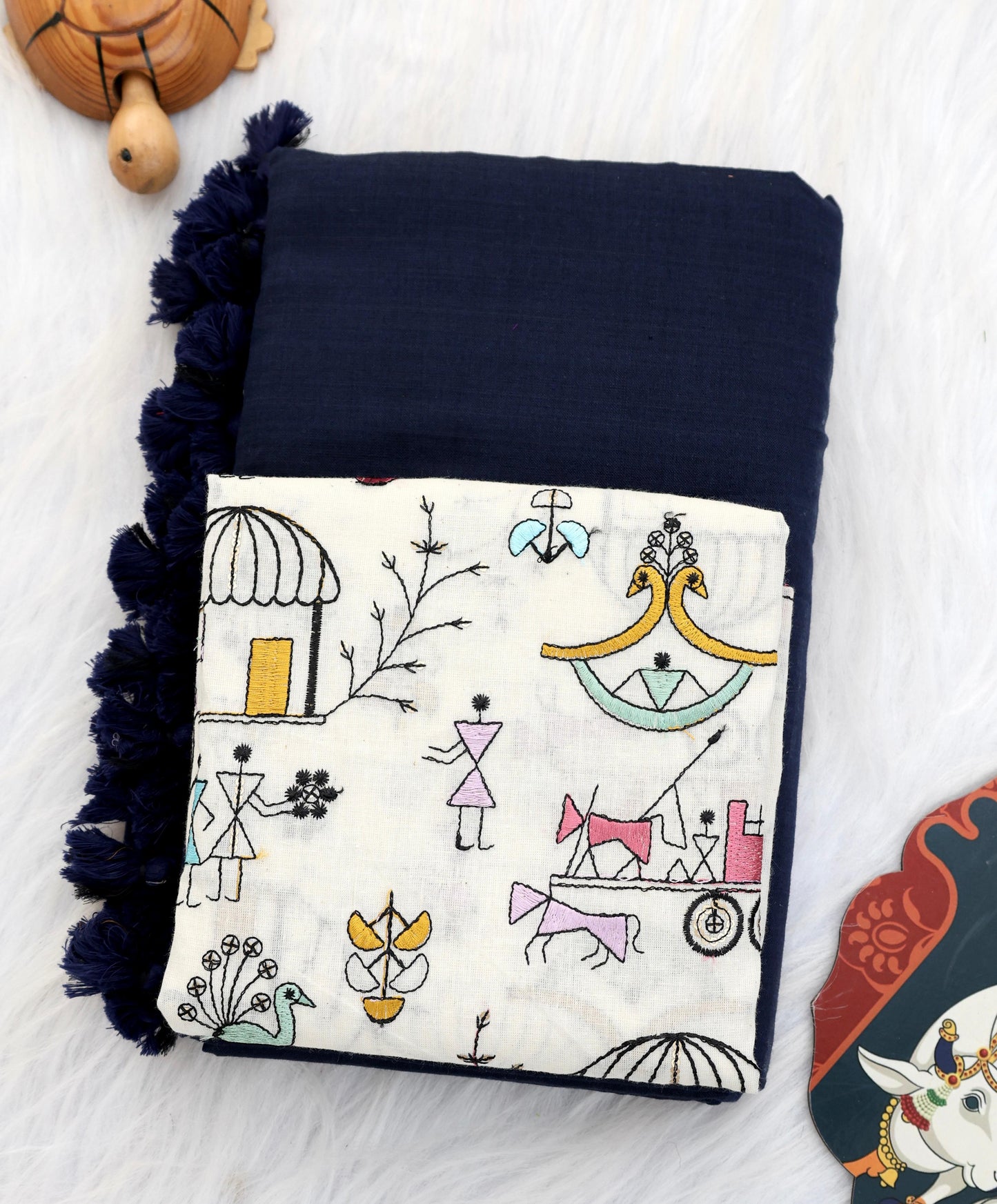Khadi Cotton Colourful Saree With Designer Printed Blouse