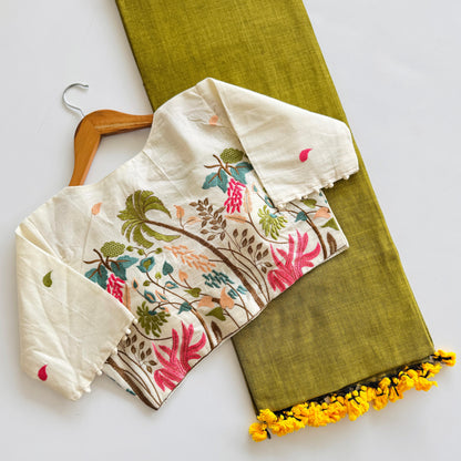Black Color Cotton Silk With Digital Print Saree
