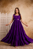 Purple Color Embroidery Work  Anarkali