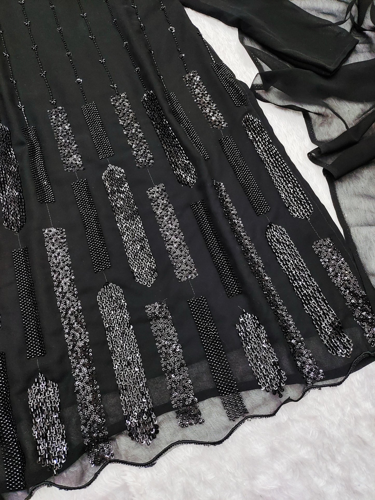 Black Color Embroidery Work Havy Foux Georgette Top Pent