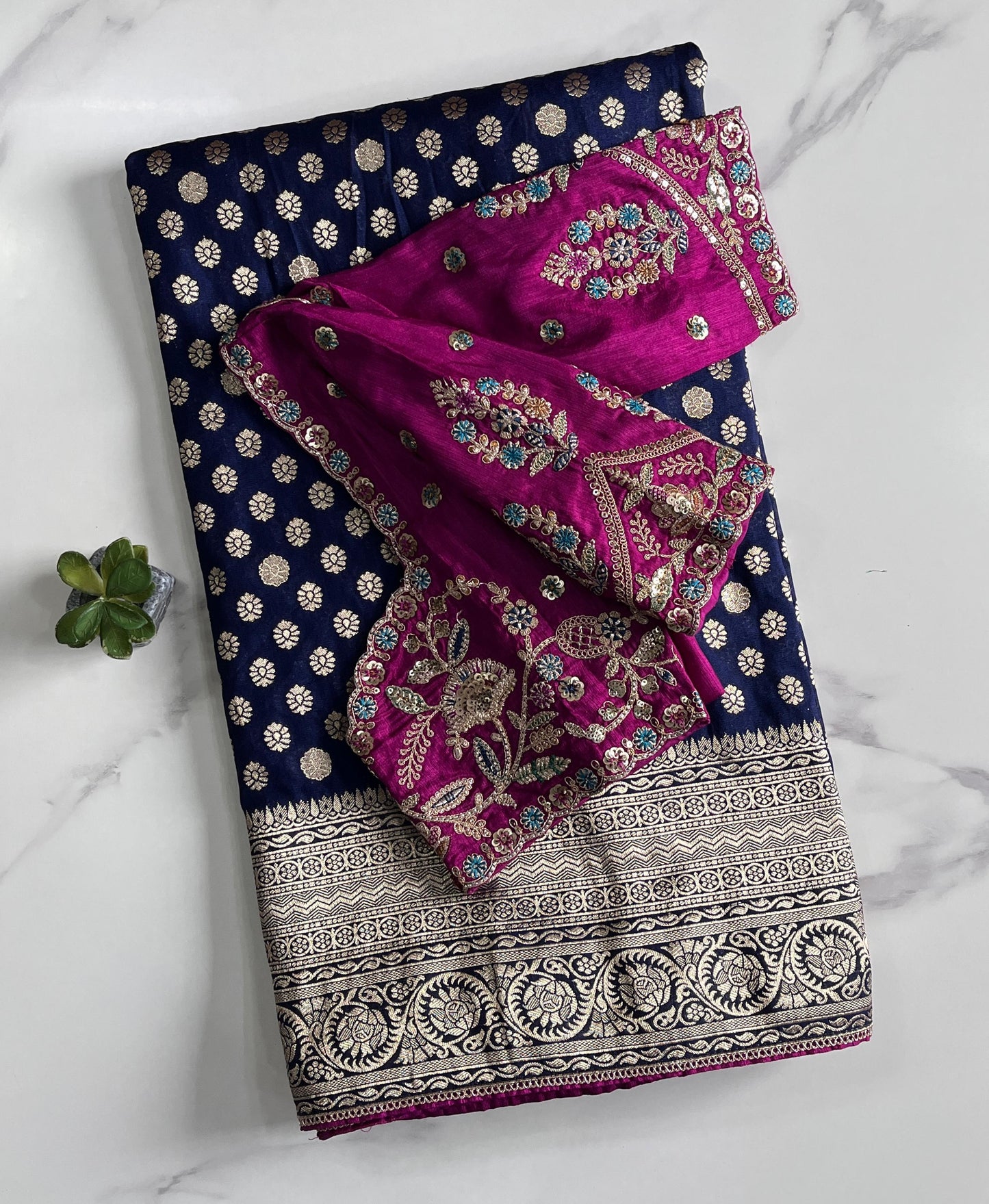 Pure Banarasi Embroidery Work With Handwooven Pallu Saree