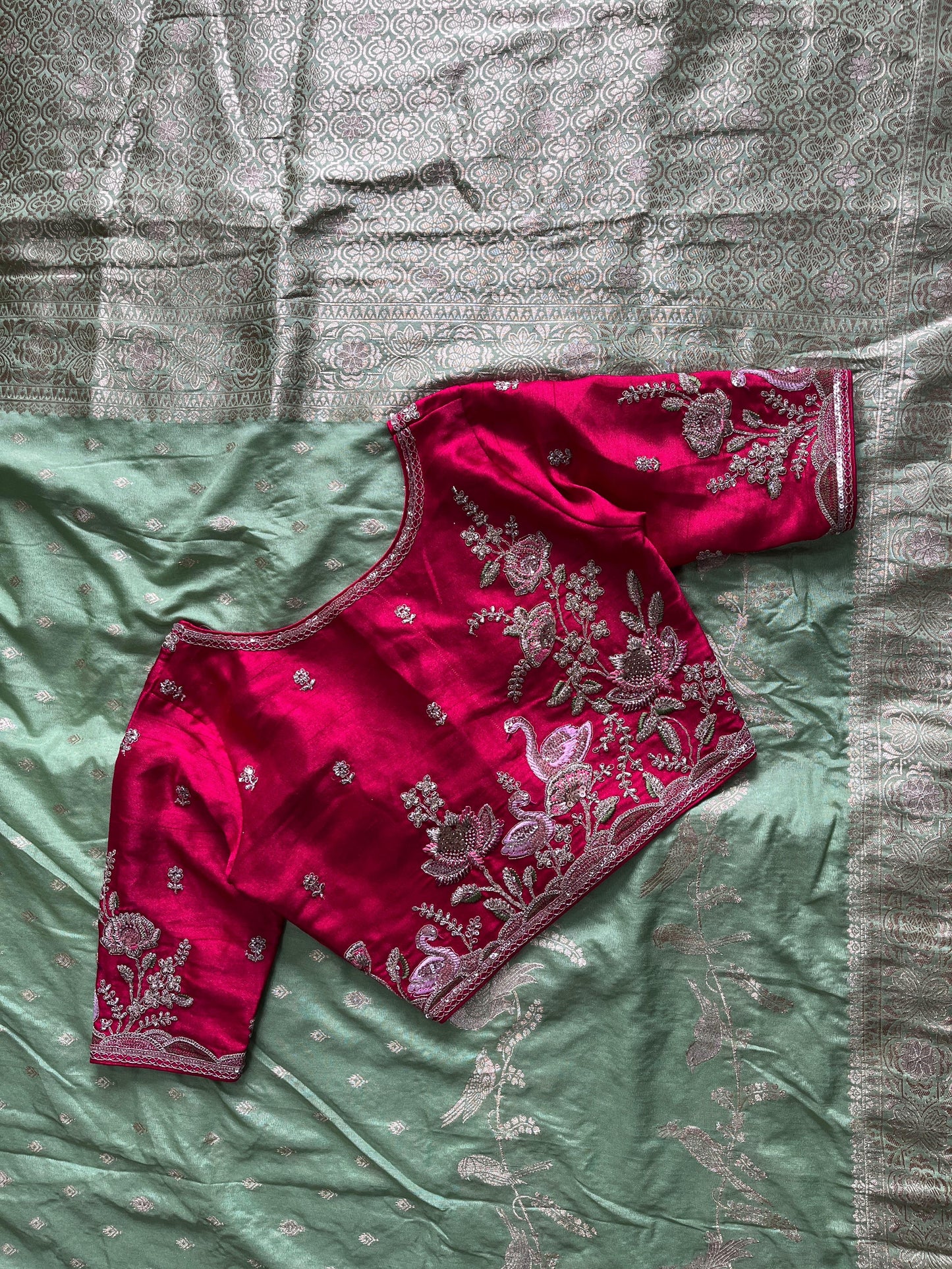 Pure Banarasi Embroidery Work With Handwooven Pallu Saree