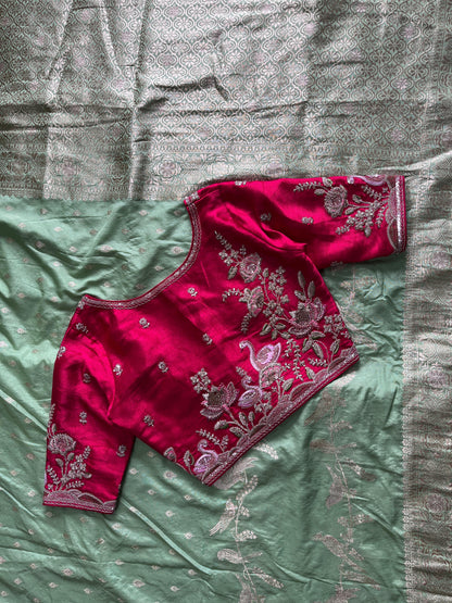 Pure Banarasi Embroidery Work With Handwooven Pallu Saree