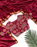 Pure Mul Cotton Beautiful Jacquard Border Work Saree