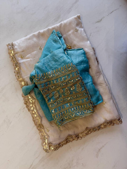 Tissue Silk Fabric With Embroidery Work Saree