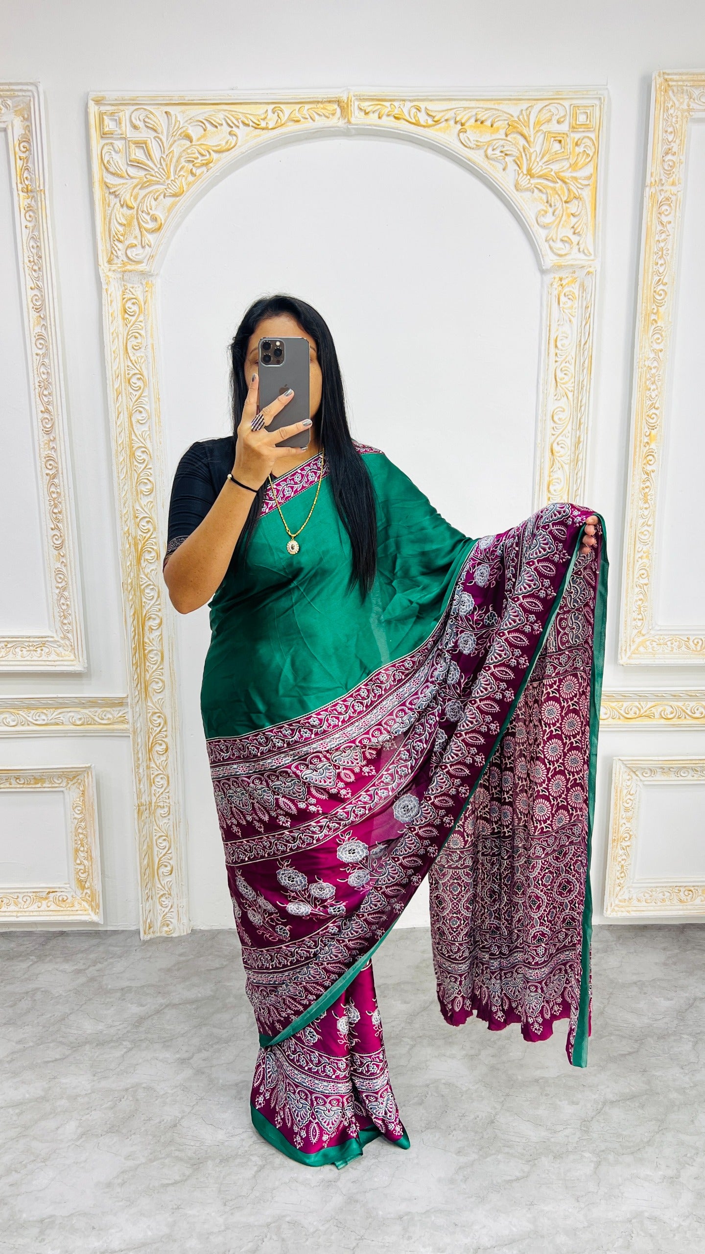 Original Japan Silk With Printed Work Saree