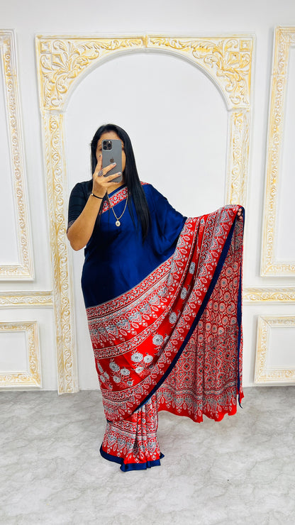 Original Japan Silk With Printed Work Saree