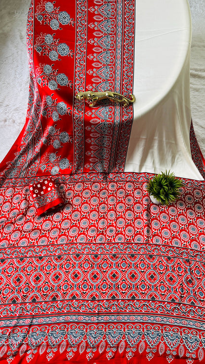 Original Japan Silk With Printed Work Saree