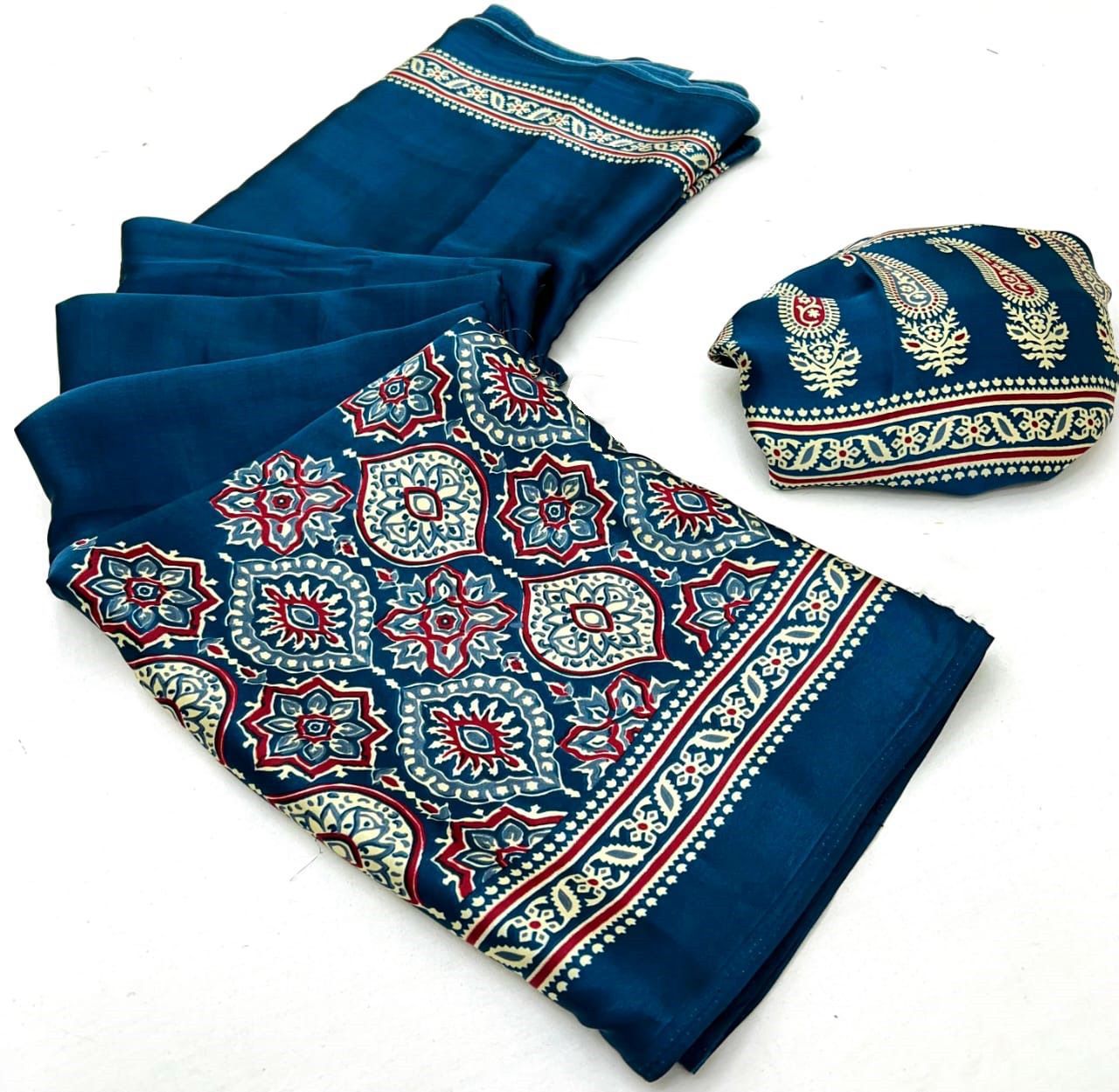Original Japan Silk With Printed Work Saree