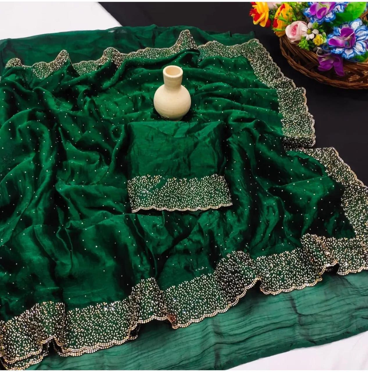 Space Silk With Jarkhan Work Saree
