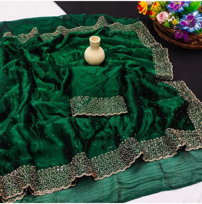 Space Silk With Jarkhan Work Saree