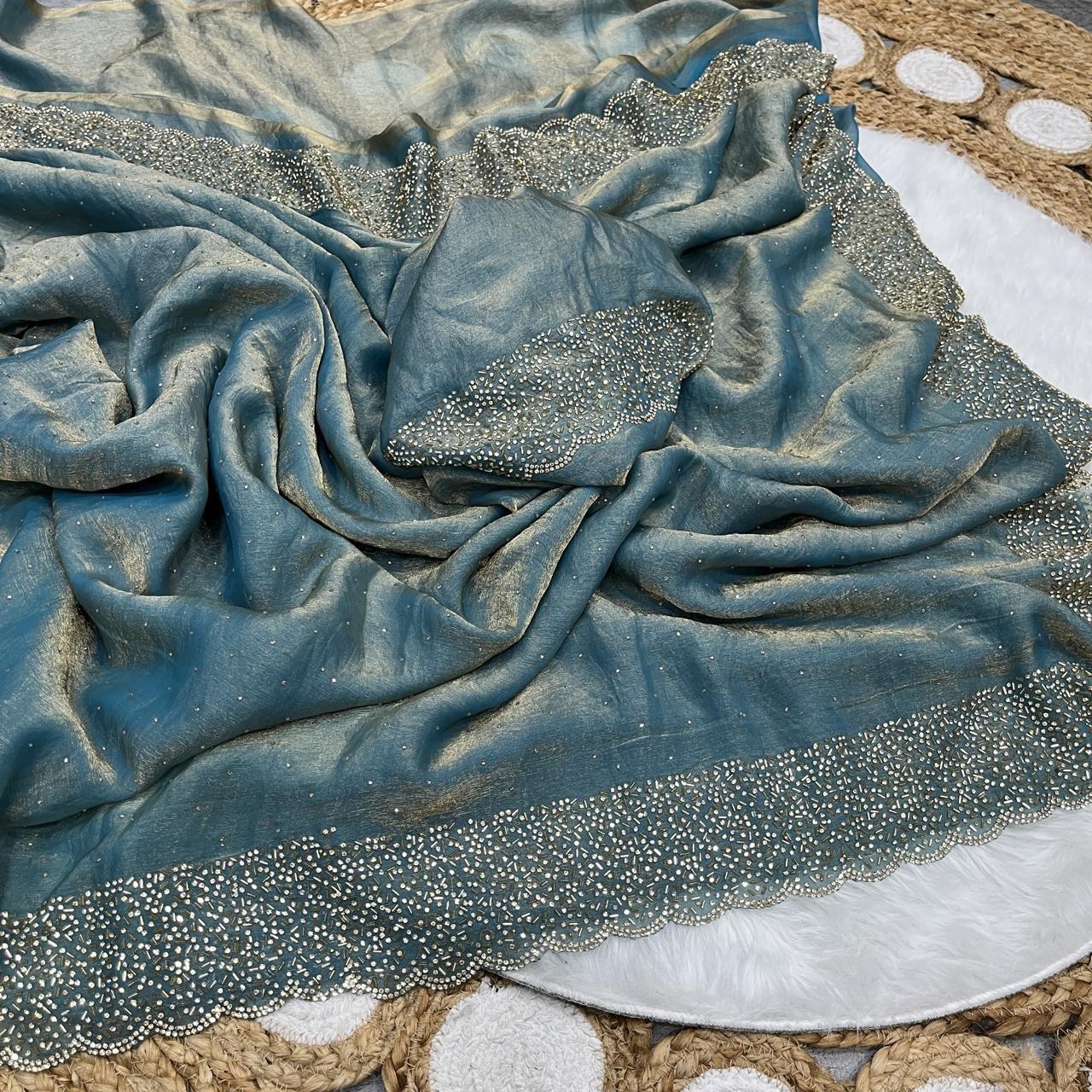 Space Silk With Jarkhan Work Saree