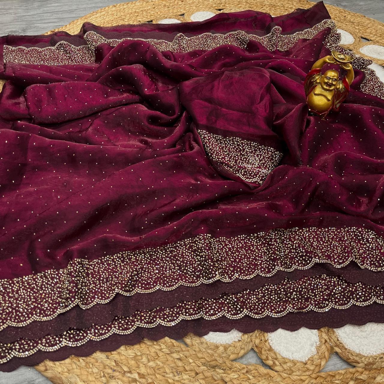 Space Silk With Jarkhan Work Saree