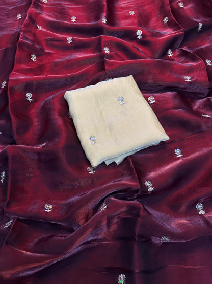 SOFT FANDY SILK SAREE WITH DUAL SHADE