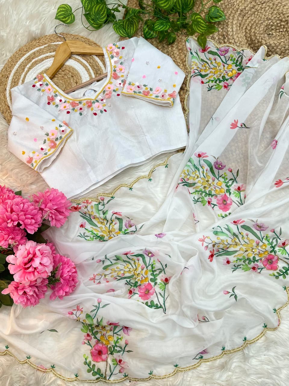 Elegant And Premium Look With Hand Work Saree