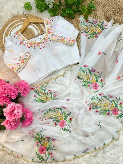 Elegant And Premium Look With Hand Work Saree
