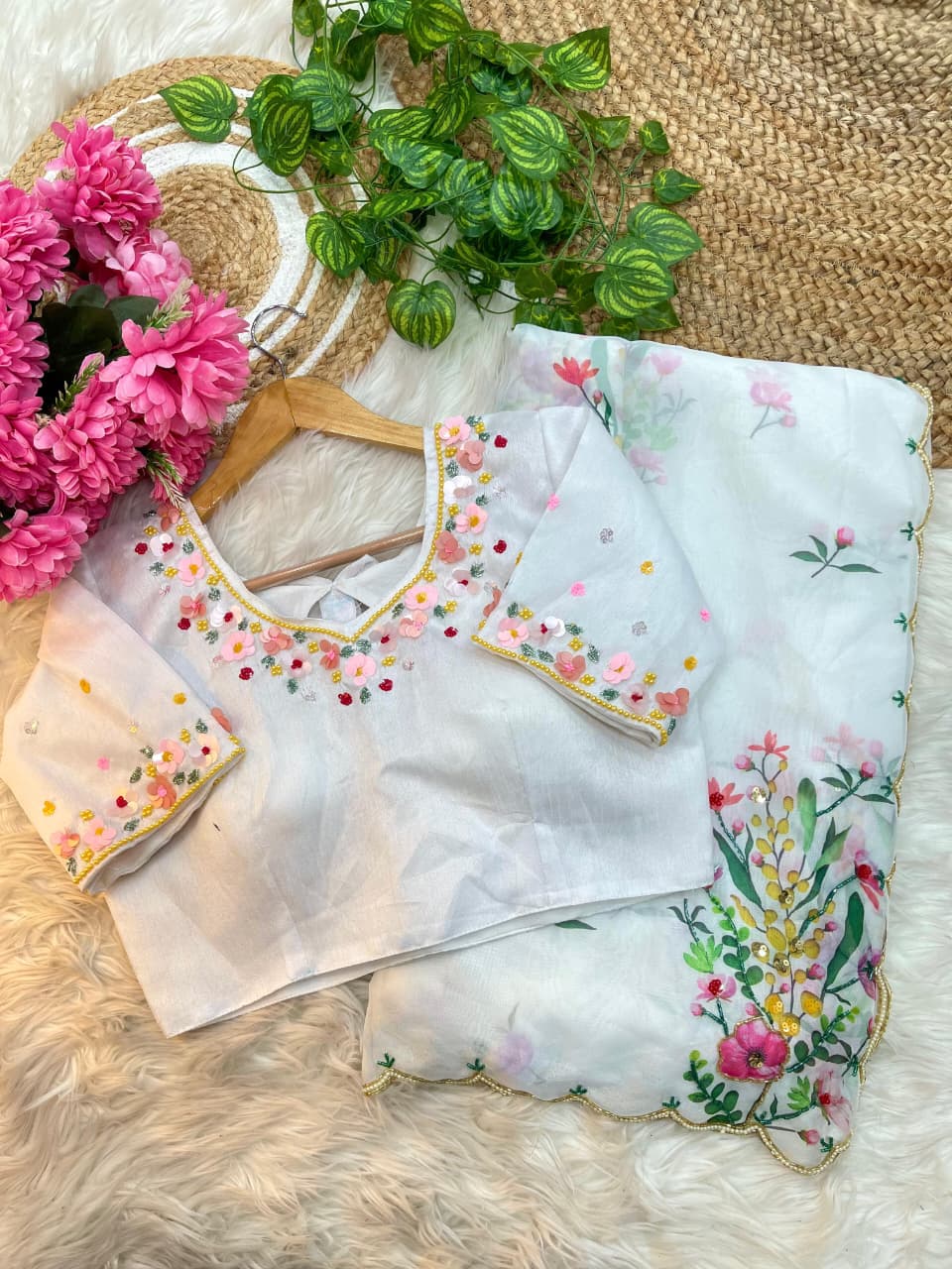 Elegant And Premium Look With Hand Work Saree