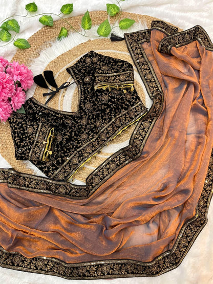 Pure Space Silk Sequence And Zari Work Saree