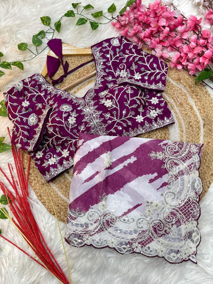 Pure Soft Rangoli Silk With Digital Print Work Saree