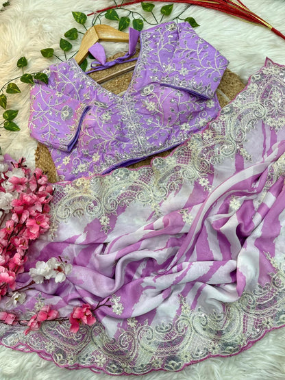 Pure Soft Rangoli Silk With Digital Print Work Saree