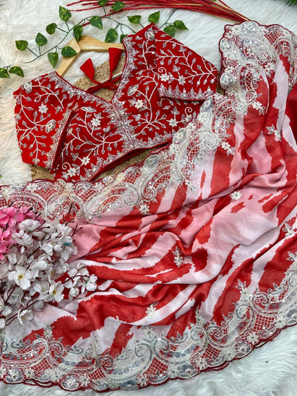 Pure Soft Rangoli Silk With Digital Print Work Saree