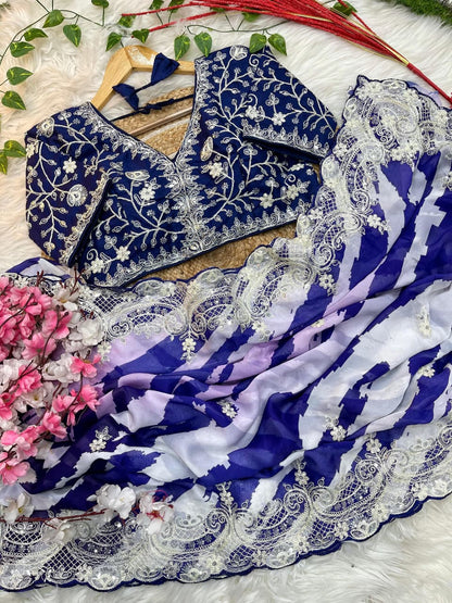 Pure Soft Rangoli Silk With Digital Print Work Saree