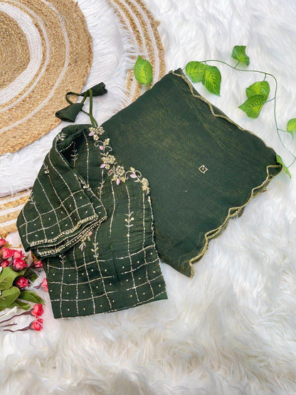 Soft Crunchy Silk With Hand Work Saree