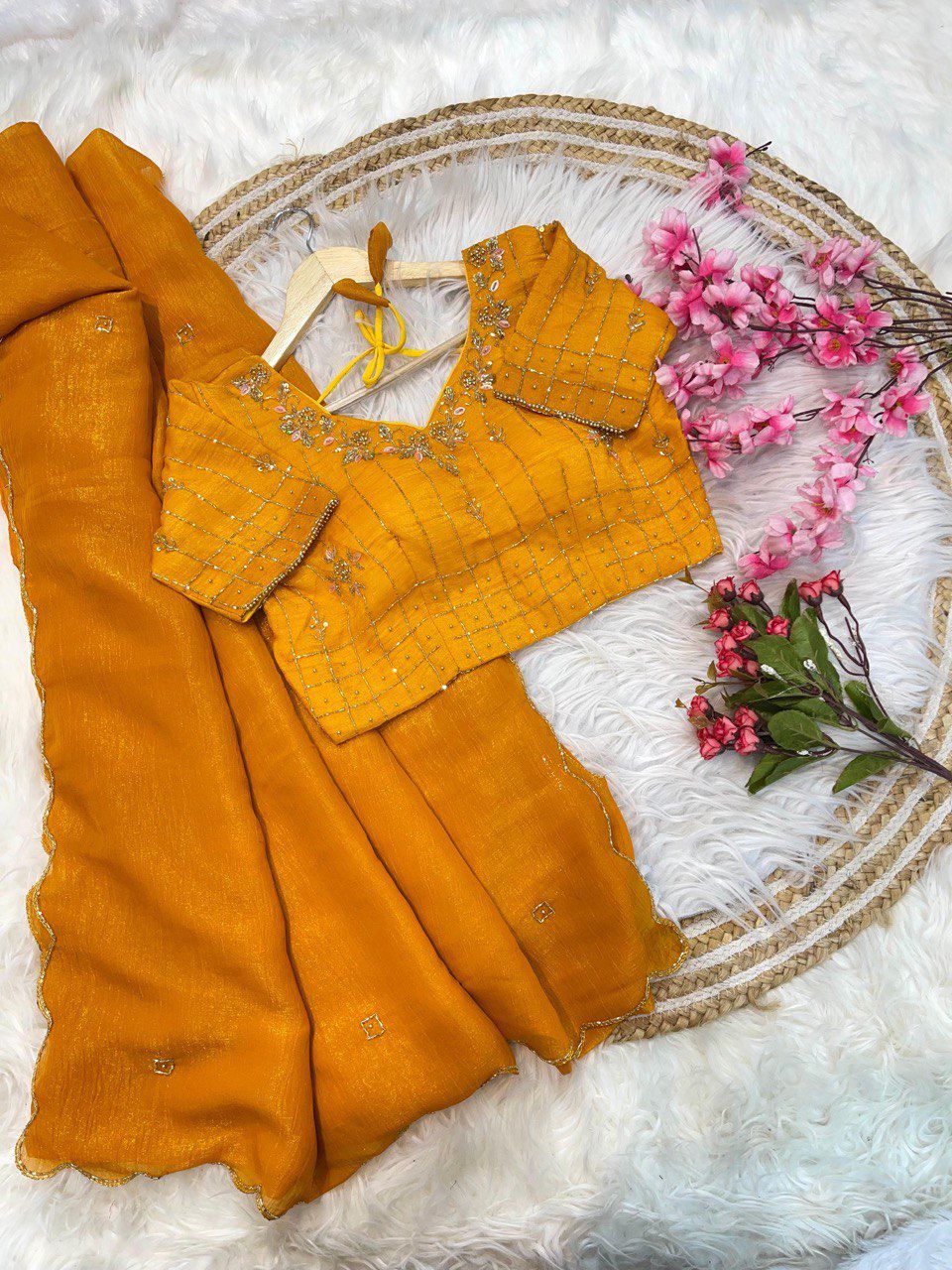 Soft Crunchy Silk With Hand Work Saree